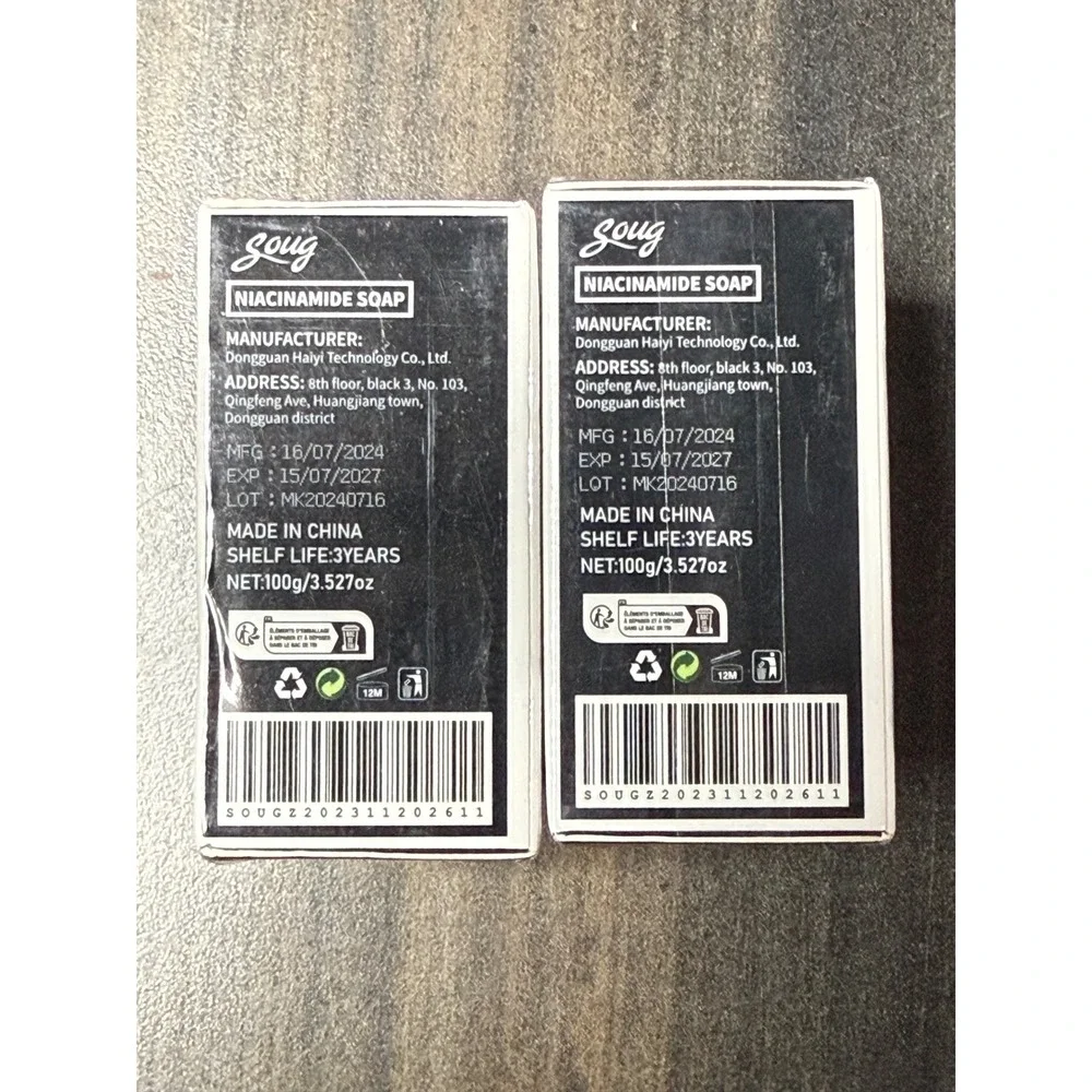 2X Soug Niacinamide Soap 10X Whitening For Men Skin Care Cleansing 3.527oz‎